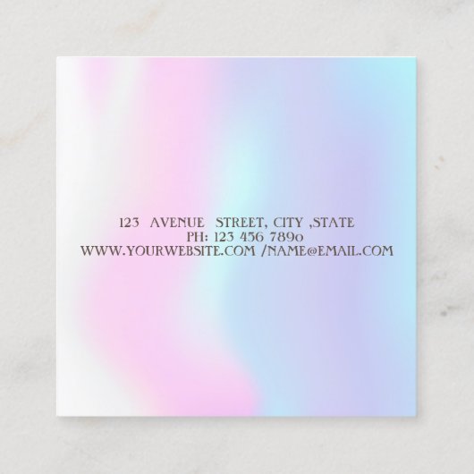 Elegant modern holografisch diamant vierkante visitekaartje (Achterkant)