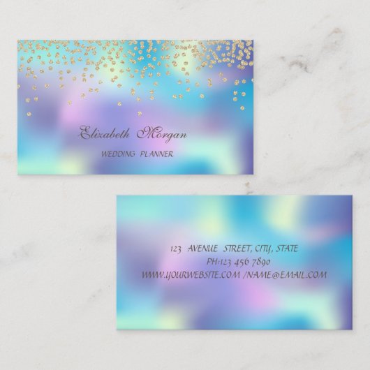 Elegant modern holografisch goud - glanzend diaman visitekaartje (Voorkant / Achterkant)