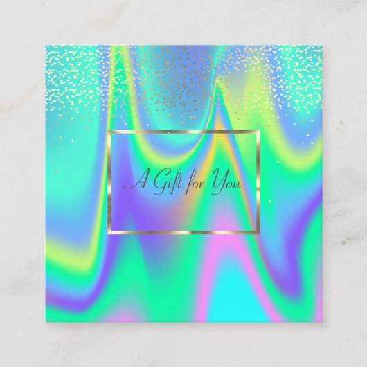 Elegant modern holografisch Lijst, Confetti Kortingskaartje (Voorkant)