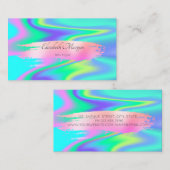 Elegant modern holografisch penseelstreken visitekaartje (Voorkant / Achterkant)