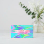 Elegant modern holografisch penseelstreken visitekaartje (Staand voorkant)