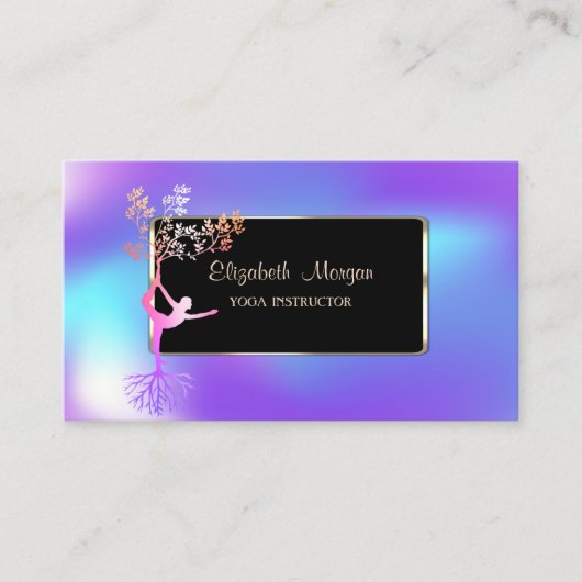 Elegant modern holographic Girl Tree Silouette Visitekaartje (Voorkant)