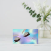 Elegant modern holographic Glitter Faux Lashes Visitekaartje (Staand voorkant)