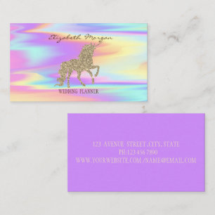 Elegant modern holographic Gold Glitter Unicorn Visitekaartje