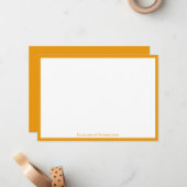 Elegant Modern Honey Border Flat Note Card Notitiekaartje (Voorkant / Achterkant in situ)