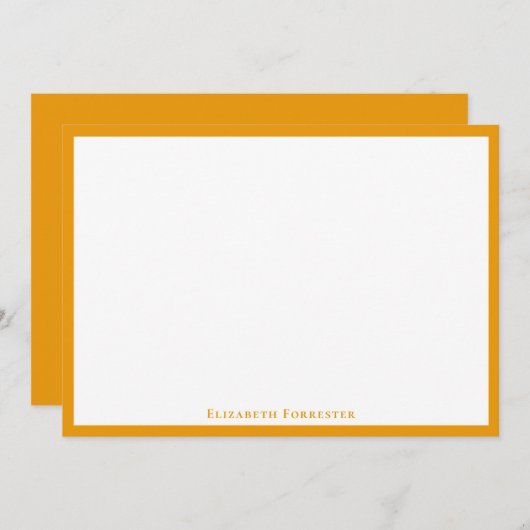 Elegant Modern Honey Border Flat Note Card Notitiekaartje (Voorkant / Achterkant)
