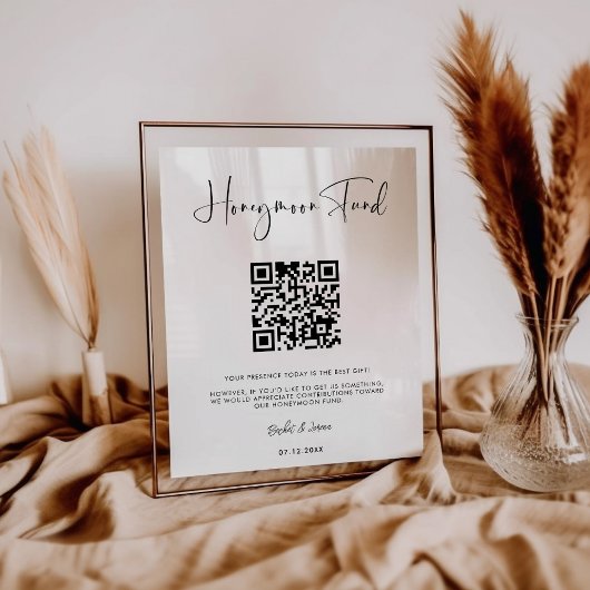 Elegant & Modern Honeymoon fonds QR code Poster