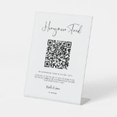 Elegant & Modern Honeymoon fonds QR code Reclamebord Met Voetstuk (Voorkant)