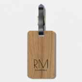 Elegant modern houtachtig monogram bagagelabel (Achterkant verticaal)
