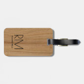 Elegant modern houtachtig monogram bagagelabel (Achterkant horizontaal)