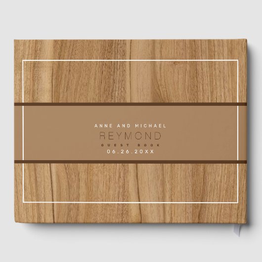 Elegant modern houten bruiloft gastenboek (Achterkant)