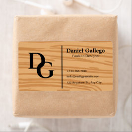 Elegant modern houten monogram persoonlijke verzen etiket