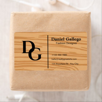 Elegant modern houten monogram persoonlijke verzen etiket