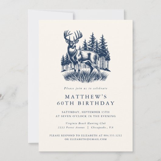 Elegant Modern Hunter Birthday Party  Invitation Kaart (Voorkant)