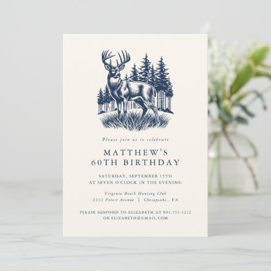 Elegant Modern Hunter Birthday Party  Invitation Kaart (Staand voorkant)