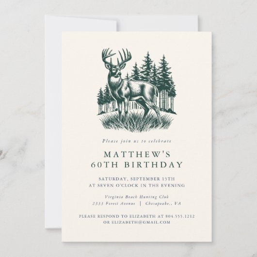 Elegant Modern Hunter Birthday Party Kaart (Voorkant)