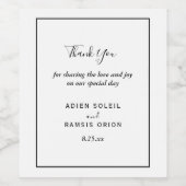 Elegant modern huwelijk bedankt voor het waslabel wijn etiket (Enkel label)