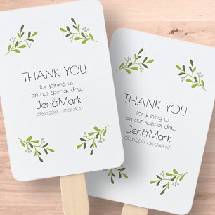 Elegant modern huwelijk. Dank je. Handwaaier