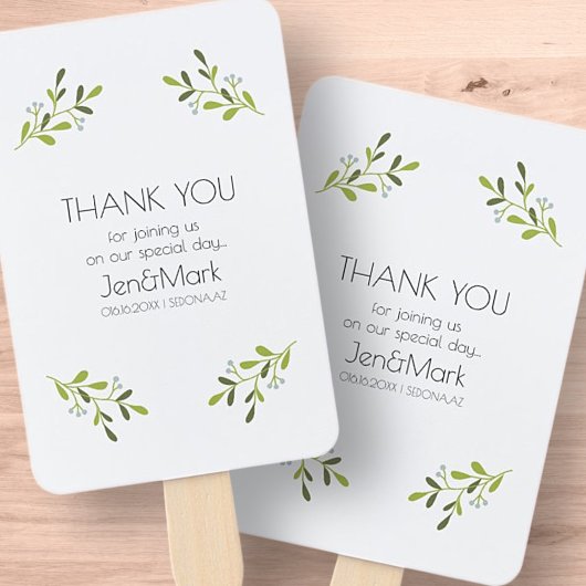 Elegant modern huwelijk. Dank je. Handwaaier