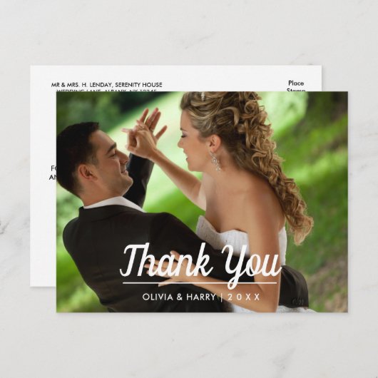 Elegant modern | Huwelijk Dank u Briefkaart (Voorkant / Achterkant)