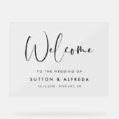 Elegant & Modern Huwelijk Welkom Clear Acryl Bord (Voorkant)