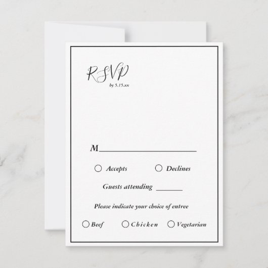 Elegant modern huwelijksmenu Keuze RSVP-kaart Kaart (Voorkant)