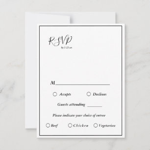 Elegant modern huwelijksmenu Keuze RSVP-kaart Kaart