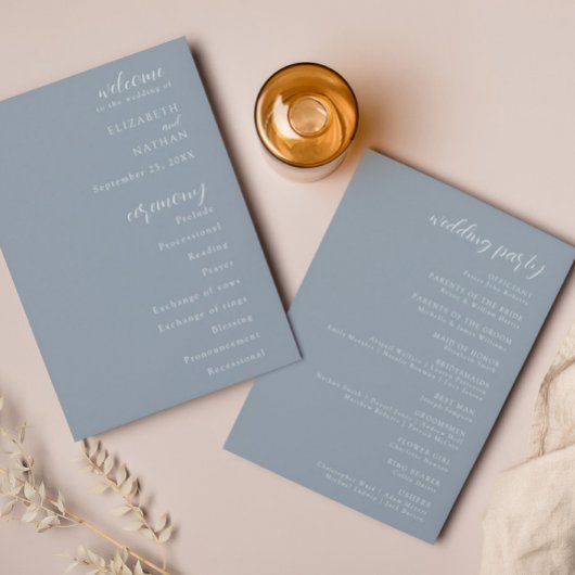 Elegant modern huwelijksprogramma kaart