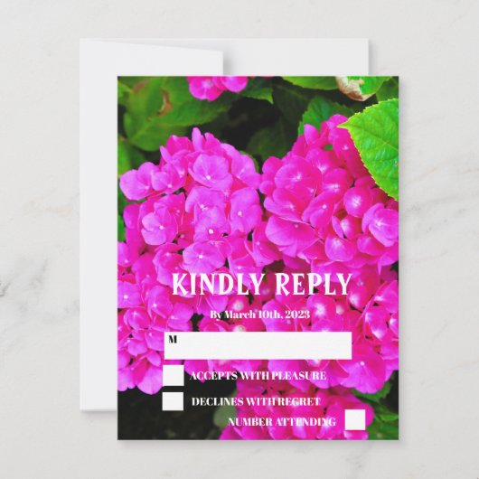 Elegant Modern Hydrangea Floral Botanical Wedding RSVP Kaartje (Voorkant)