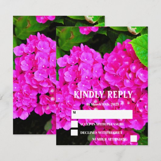 Elegant Modern Hydrangea Floral Botanical Wedding RSVP Kaartje (Voorkant / Achterkant)