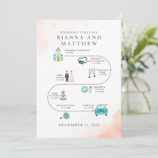 Elegant modern Icons Wedding Itinerary Programmakaart (Staand voorkant)