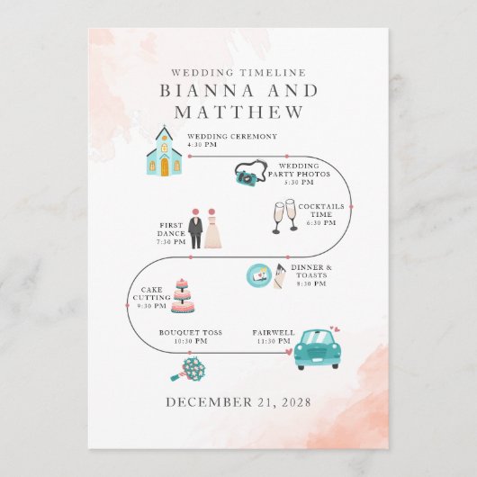 Elegant modern Icons Wedding Itinerary Programmakaart (Voorkant)
