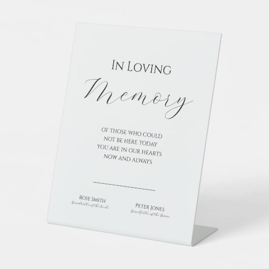 Elegant, modern in liefdevolle herinnering voetstu reclamebord met voetstuk (Voorkant)