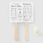 Elegant modern infografisch huwelijksprogramma handwaaier (Voorkant en achterkant)