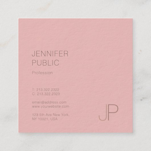 Elegant modern Initiaal Letter Monogram Plain Luxe Vierkante Visitekaartje (Achterkant)