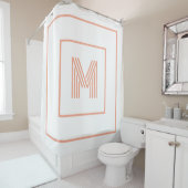 Elegant Modern Initial Monogram white peach Douchegordijn (In situ)