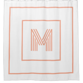 Elegant Modern Initial Monogram white peach Douchegordijn