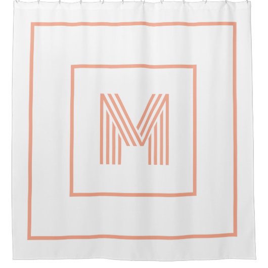 Elegant Modern Initial Monogram white peach Douchegordijn (Voorkant)