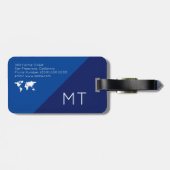 Elegant Modern Internationaal 2-tonen Blauw Bagagelabel (Achterkant horizontaal)