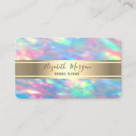 Elegant modern Iridescent Opal, Gold Stripe Visitekaartje