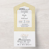 Elegant modern islamitisch GOLD EN WITTE bruiloft All In One Uitnodiging (Binnen)