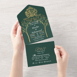 Elegant modern islamitisch huwelijk all in one uitnodiging