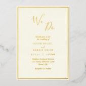 Elegant modern ivoor dat we goud wedden folie uitnodiging (Voorkant)