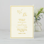 Elegant modern ivoor dat we goud wedden folie uitnodiging (Staand Voorkant)