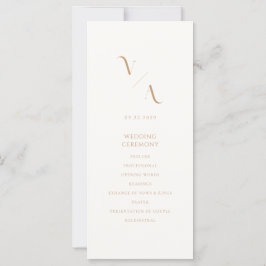 Elegant Modern Ivoor en Tan Wedding Programma