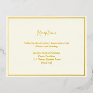 Elegant modern ivoor Gold Foil Reception Kaart