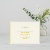 Elegant modern ivoor Gold Foil Reception Kaart (Staand Voorkant)