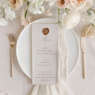 Elegant Modern Ivoor Kalligrafie Bruiloft Menu Kaart