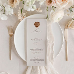 Elegant Modern Ivoor Kalligrafie Bruiloft Menu Kaart