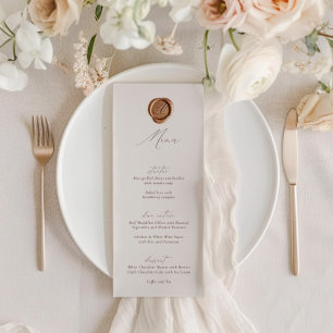 Elegant Modern Ivoor Kalligrafie Bruiloft Menu Kaart